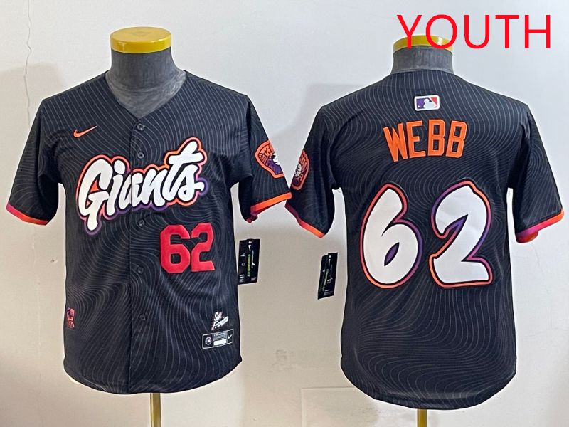 Youth San Francisco Giants 62 Webb Black Joint Name 2025 Nike MLB Jersey style 2